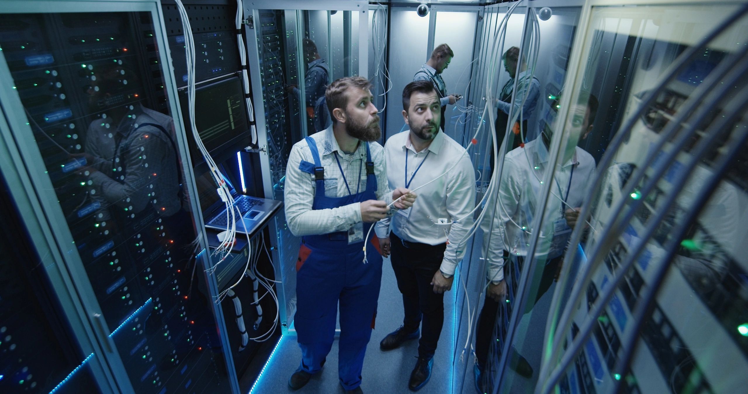 Security operations center with analysts monitoring enterprise systems
