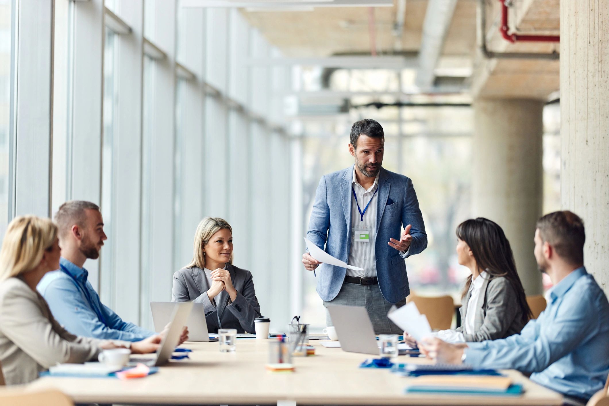 Team leader speaking during an office meeting